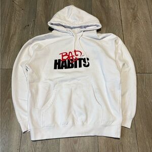 Men’s Y2K Vlone Nav Hoodie White Red Size Large Bad Habits Hip Hop